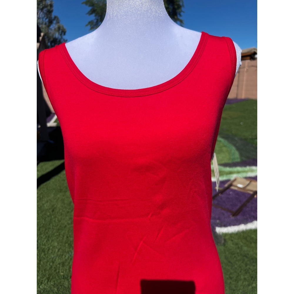 St John's Bay Womens Red Cotton Scoop Neck Tank Top Large NEW